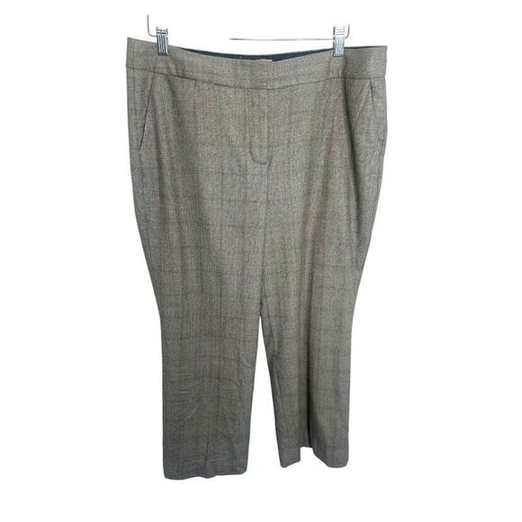 TALBOTS Wool PANTS 14 Petite 14P Plaid Gray Straight Career Work Italy Office - Picture 1 of 8
